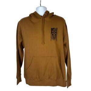 American Patriot Skull Graphic Brown Hoodie Medium
